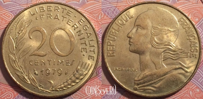 Франция 20 сантимов 1979 года, KM# 930, a135-020