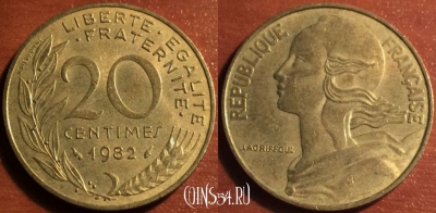 Франция 20 сантимов 1982 года, KM# 930, 047-142