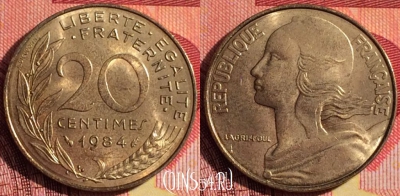 Франция 20 сантимов 1984 года, KM# 930, 254i-010