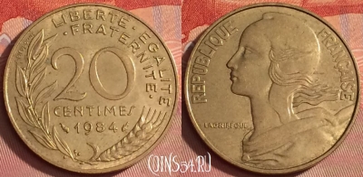 Франция 20 сантимов 1984 года, KM# 930, 304l-119