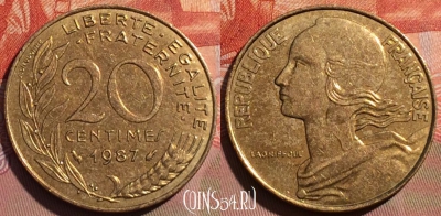 Франция 20 сантимов 1987 года, KM# 930, 250a-079