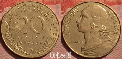 Франция 20 сантимов 1988 года, KM# 930, 227l-122