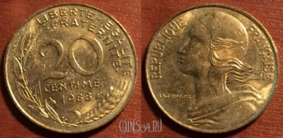 Франция 20 сантимов 1988 года, KM# 930, 42-060
