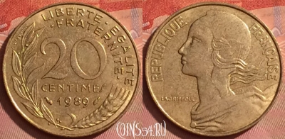 Франция 20 сантимов 1989 года, KM# 930, 215l-085