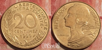 Франция 20 сантимов 1990 года, KM# 930, 231-123