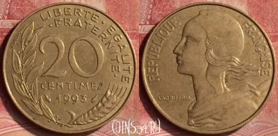Франция 20 сантимов 1993 года, KM# 930, 125m-095