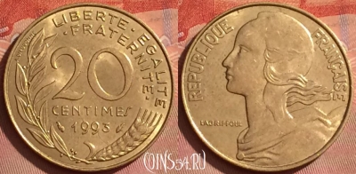 Франция 20 сантимов 1993 года, KM# 930, 222l-030
