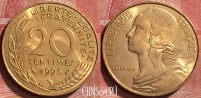 Франция 20 сантимов 1993 года, KM# 930, 275l-077