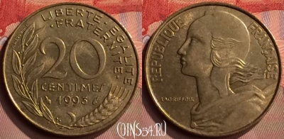 Франция 20 сантимов 1993 года, KM# 930, 417-093