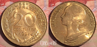 Франция 20 сантимов 1994 года, KM# 930, 222a-117