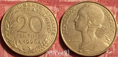 Франция 20 сантимов 1996 года, KM# 930, 358o-106