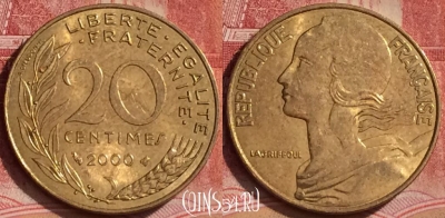 Франция 20 сантимов 2000 года, KM# 930, 390-114