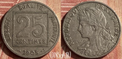 Франция 25 сантимов 1903 года, KM# 855, 120p-101 ♛
