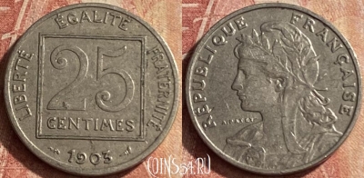 Франция 25 сантимов 1903 года, KM# 855, 126p-060 ♛