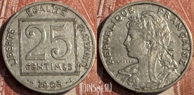 Франция 25 сантимов 1903 года, KM# 855, 127s-084