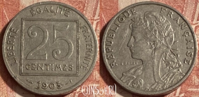 Франция 25 сантимов 1903 года, KM# 855, 266p-005