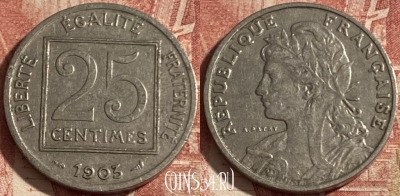 Франция 25 сантимов 1903 года, KM# 855, 287p-060 ♛