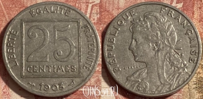 Франция 25 сантимов 1903 года, KM# 855, 287p-122 ♛