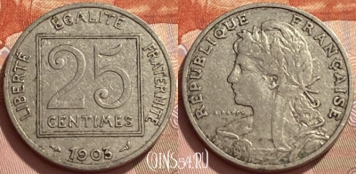 Франция 25 сантимов 1903 года, KM# 855, 347q-003 ♛