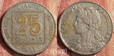 Франция 25 сантимов 1903 года, KM# 855, 453o-055