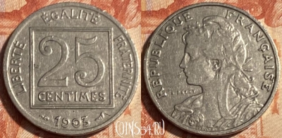Франция 25 сантимов 1903 года, KM# 855, 500р-089 ♛