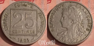 Франция 25 сантимов 1903 года, KM# 855, 327o-070