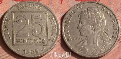Франция 25 сантимов 1903 года, KM# 855, 327o-112