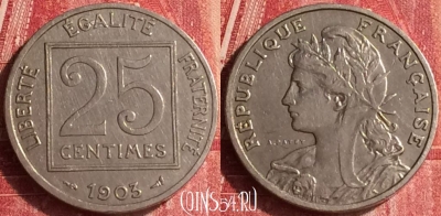 Франция 25 сантимов 1903 года, KM# 855, 337o-088