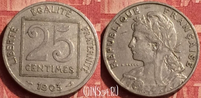 Франция 25 сантимов 1903 года, KM# 855, 358o-139