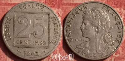 Франция 25 сантимов 1903 года, KM# 855, 374o-066