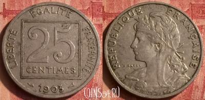 Франция 25 сантимов 1903 года, KM# 855, 377o-067