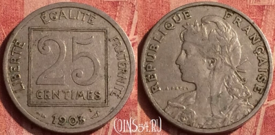 Франция 25 сантимов 1903 года, KM# 855, 379o-058