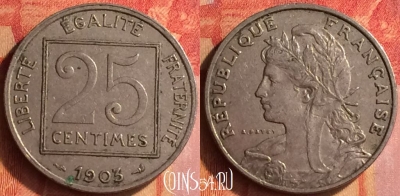Франция 25 сантимов 1903 года, KM# 855, 439o-127 ♛