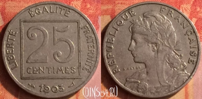 Франция 25 сантимов 1903 года, KM# 855, 440o-003