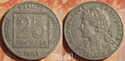 Франция 25 сантимов 1903 года, KM# 855, 445o-123