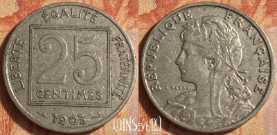 Франция 25 сантимов 1903 года, KM# 855, 445o-140