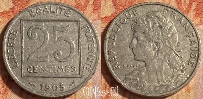 Франция 25 сантимов 1903 года, KM# 855, 446o-040