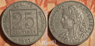 Франция 25 сантимов 1903 года, KM# 855, 446o-062