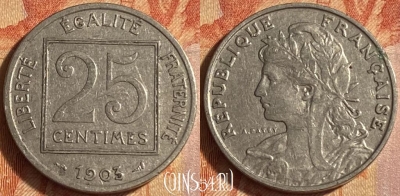 Франция 25 сантимов 1903 года, KM# 855, 446o-065