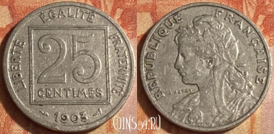 Франция 25 сантимов 1903 года, KM# 855, 446o-071