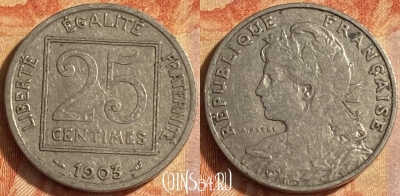 Франция 25 сантимов 1903 года, KM# 885, 451o-006