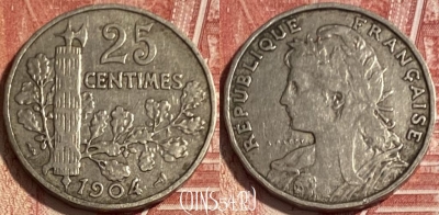 Франция 25 сантимов 1904 года, KM# 856, 074s-038