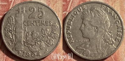 Франция 25 сантимов 1904 года, KM# 856, 121p-048