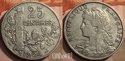 Франция 25 сантимов 1904 года, KM# 856, 267s-065