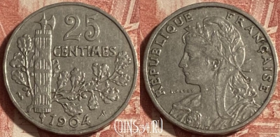 Франция 25 сантимов 1904 года, KM# 856, 268p-006 ♛