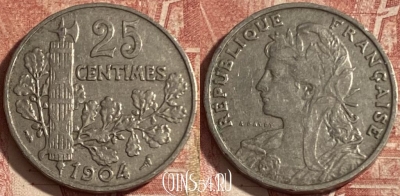 Франция 25 сантимов 1904 года, KM# 856, 283p-035 ♛