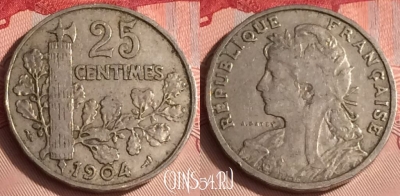 Франция 25 сантимов 1904 года, KM# 856, 307o-015