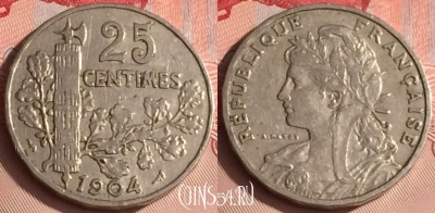 Франция 25 сантимов 1904 года, KM# 856, 307o-043