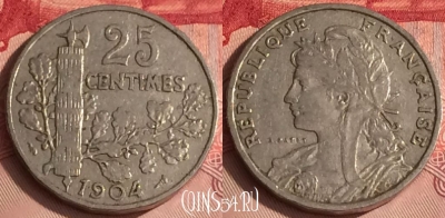 Франция 25 сантимов 1904 года, KM# 856, 310o-093