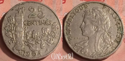 Франция 25 сантимов 1904 года, KM# 856, 327o-068